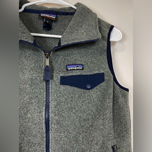 Patagonia Snap-T Synchilla Fleece Vest, Gray/Navy Blue, Women’s Medium - Picture 3 of 9